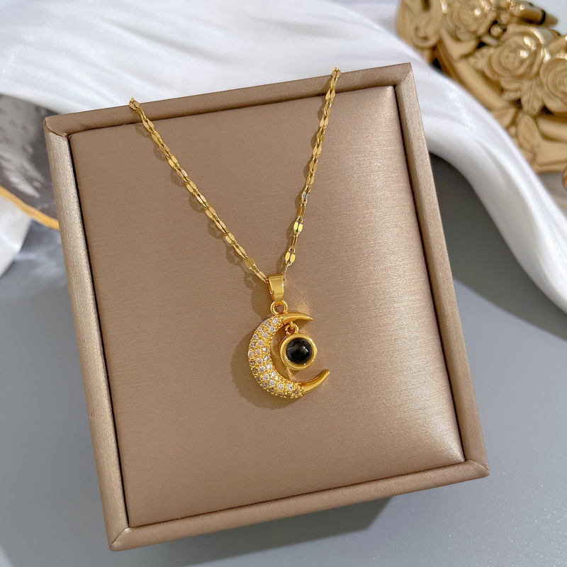 Moonstone Crescent 18k Gold Plated Necklace